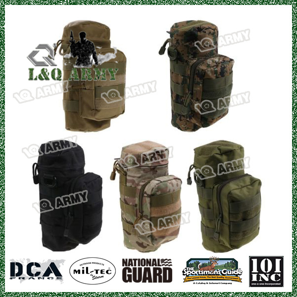 Militray Tactical Molle Zipper Water Bottle Hydration Pouch Bag Carrier 